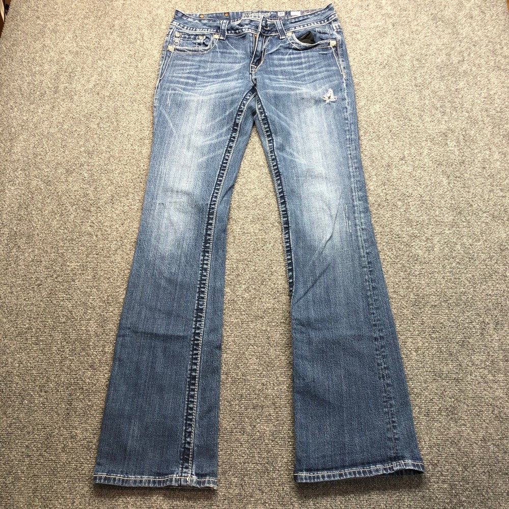 Miss Me JP5458B Butterfly Bootcut Jeans Blue Distressed Sequin Size 30